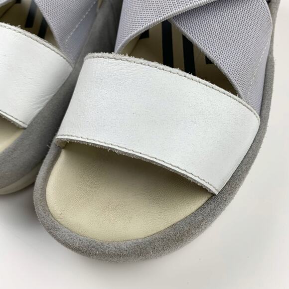 Fly London Bime Slingback Platform Wedge Sandals White Grey Women's 38 US 7.5 8 - Picture 3 of 14